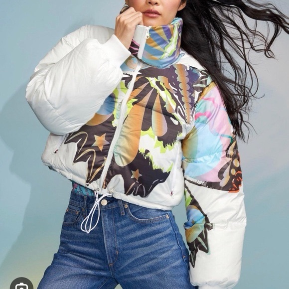 Cynthia Rowley Butterfly Cropped Puffer Jacket - Picture 2 of 6